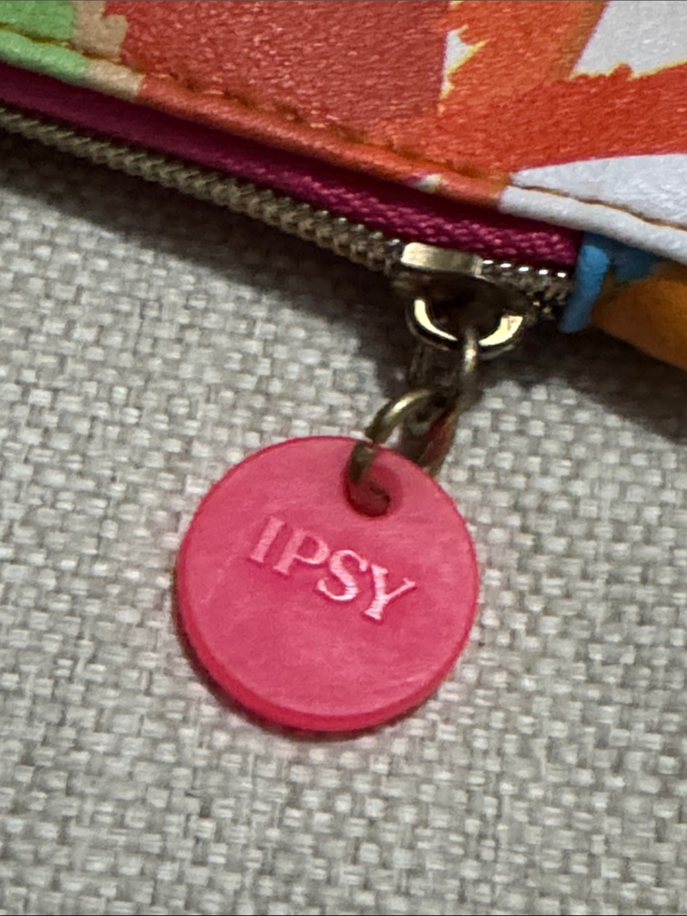 EUC Ipsy Makeup Bag/Pouch-ZipTop-Abstract Floral-Orange/Green/Pink - Picture 3 of 9